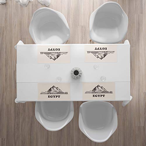 ABAKUHAUS egipcia de la Vendimia Salvamantel Set de 4 Unidades, pirámides de Keops, Material Lavable Estampado Decoración de Mesa Cocina, Oscuro Gris Topo cáscara de Huevo