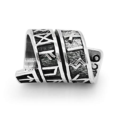 Abalorio de plata de ley 925 con diseño de runa vikinga para barba, para cabello, rastas y barba, compatible con pulseras de la marca principal