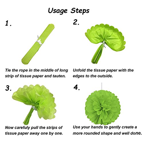 Abanicos de Papel Bola de Nido Pom Poms Ventilador de Papel para Colgar Decoración para Cumpleaños Boda Carnaval Bebé Ducha Home Party Supplies Decoración - Verde