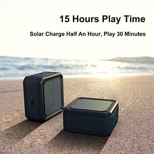 ABFOCE Altavoz Bluetooth Solar 15 Horas Mini Altavoz portátil Resistente al Agua IPX6 al Aire Libre para Acampar Senderismo Taveling Pool Party Ducha