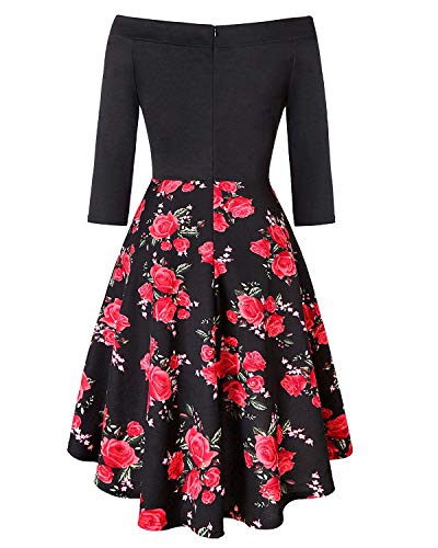 ABINGOO Vestido Mujeres de Noche Fiesta Cóctel Rockabilly Asimétrico 3/4 Mangas Casual Vestido,color3,L