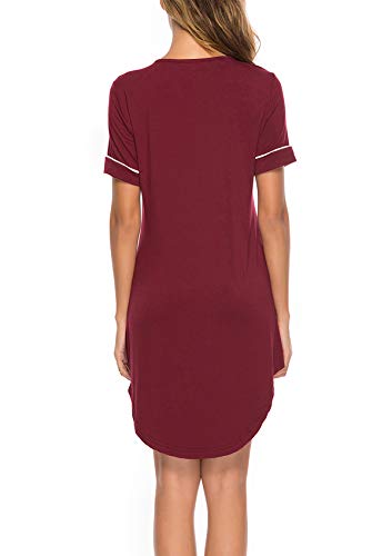 ABirdon Camisón Mujer de Algodón para Mujer V Manga Corta Camisón Loungewear S-XXL