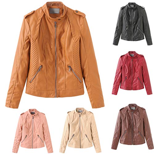 Abrigo Corto De Invierno CáLido para Mujer Chaqueta De Cuero Parka Cremallera Tops Abrigo Outwear