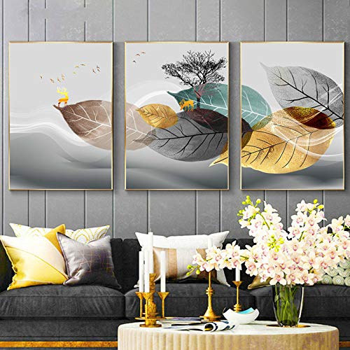 Abstracto blanco y negro planta cartel lienzo impresión hoja pared salón decoración pintura 40x50 cm