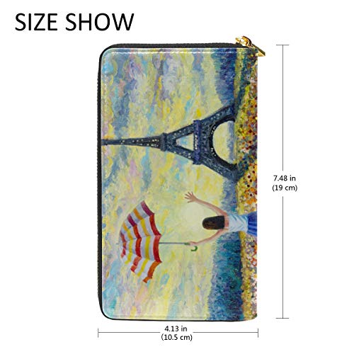 Abstracto París Ciudad Europea Billetera Mujer Cremallera Billetera de Cuero Cartera Teléfono Tarjeta de Credito Delgada Tarjetero para Chica Hombre