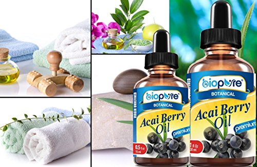 Acai BERRY - Aceite puro 100% puro para crowthththbrasileño. Virgen, sin refinar, sin diluir. 1 fl.oz.- 30 ml. Para cuidado de la piel, el pelo, labios y uñas. por myBioPure