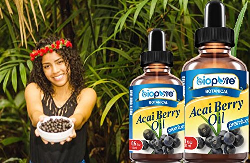 Acai BERRY - Aceite puro 100% puro para crowthththbrasileño. Virgen, sin refinar, sin diluir. 1 fl.oz.- 30 ml. Para cuidado de la piel, el pelo, labios y uñas. por myBioPure