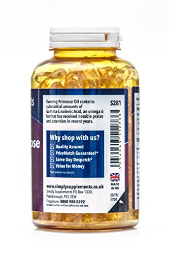 Aceite de onagra 1000 mg - ¡Bote para 6 meses! - 180 Cápsulas - SimplySupplements