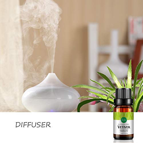 aceite esencial de vetiver 100% aceite de aromaterapia puro para difusor, masaje, cuidado de la piel, jabones, velas - 10 ml