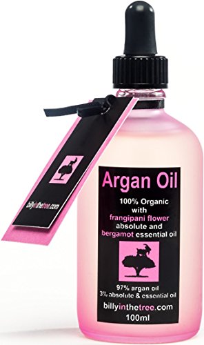 Aceite puro de argán con flor de Frangipani y aceite esencial de bergamota, 100 ml. Orgánico. Para cara, cuerpo, cabello.