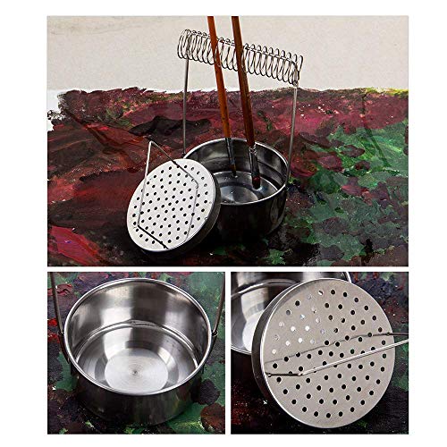 Acero Inoxidable Lavadora Artista - Limpiador de Brochas de Pintura con Doble Capa, Filtro y Resorte para Sujetar los Pinceles (Con 6 pcs Blending Stumps)