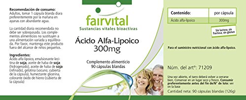 Ácido Alfa-Lipoico 300mg - Dosis elevada - 90 Cápsulas blandas - Calidad Alemana