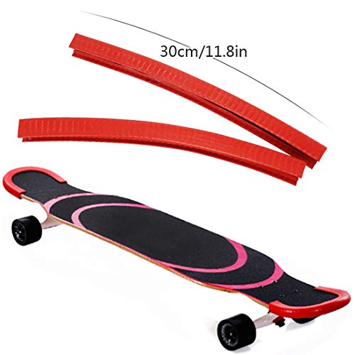 Acoser Skateboard Longboard Nose Tail Guard Tiras De Goma Materiales De Mantenamiento De Patineta Multiusos GuardíA Adecuado para Adultos Y Niños (Rojo)