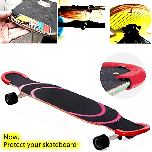 Acoser Skateboard Longboard Nose Tail Guard Tiras De Goma Materiales De Mantenamiento De Patineta Multiusos GuardíA Adecuado para Adultos Y Niños (Rojo)