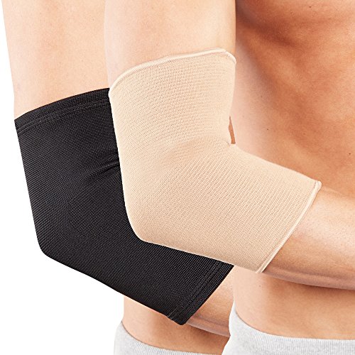 Actesso Órtesis Codera Elástica Manga de Soporte. Ideal para Esguinces, Dolor en Las Articulaciones, Lesiones en el Codo y Uso Deportivo (Grande, Negro)