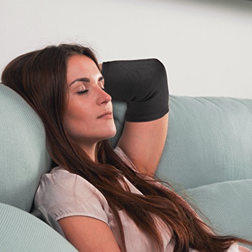 Actesso Órtesis Codera Elástica Manga de Soporte. Ideal para Esguinces, Dolor en Las Articulaciones, Lesiones en el Codo y Uso Deportivo (Grande, Negro)