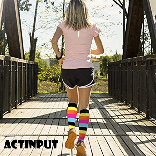 ACTINPUT 3 Pares Calcetines de compresión para Mujeres y Hombres 20-25 mmHg es el Mejor atlético, Correr,Escalar Montaña,Vuelo, Viajes, Enfermeras, Edema (Color 03-3 Pares, S-M)