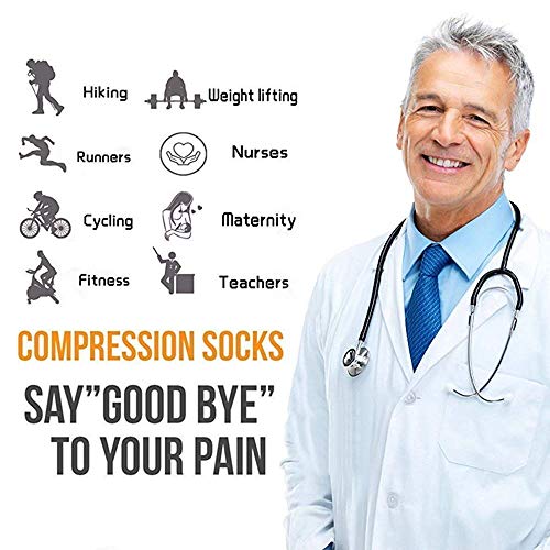 ACTINPUT 3 Pares Calcetines de compresión para Mujeres y Hombres 20-25 mmHg es el Mejor atlético, Correr,Escalar Montaña,Vuelo, Viajes, Enfermeras, Edema (Color 03-3 Pares, S-M)