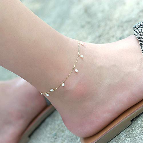 Ada Aepil S925 Pure Silver Anklet Sleek Natural Freshwater Pearl Stomp Girl