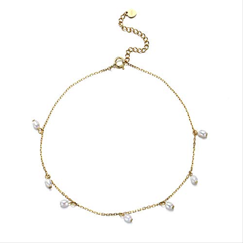 Ada Aepil S925 Pure Silver Anklet Sleek Natural Freshwater Pearl Stomp Girl