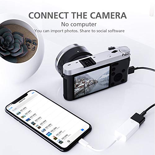 Adaptador de cámara USB, adaptador de cable de sincronización de datos OTG hembra USB 3.0 compatible con iPhone x 8 7/ iPad Air Pro Mini, lector de tarjetas de soporte, unidad flash USB,mouse,teclado