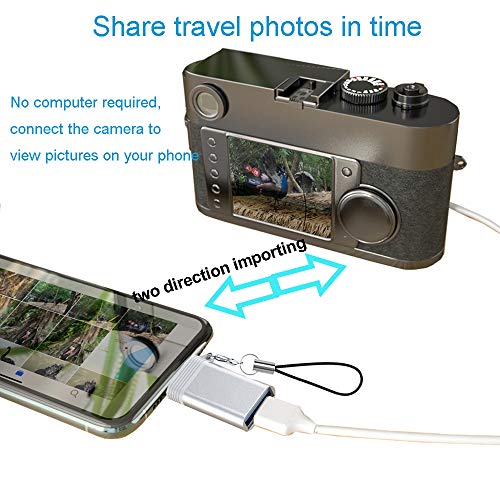 Adaptador de cámara USB, adaptador OTG hembra, compatible con iPhone 11, X, XS, 8 y 7, lector de tarjetas de soporte, teclado, micrófono, adaptador USB Ethernet, ratón
