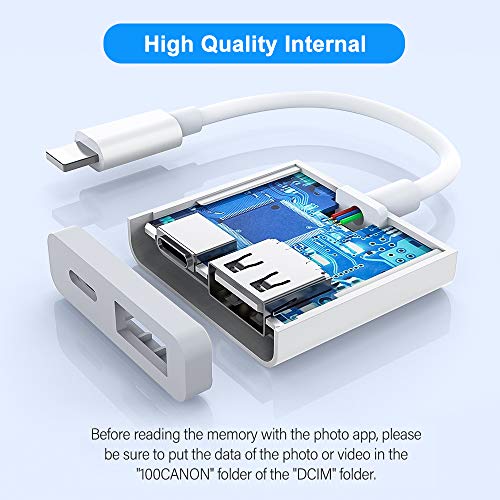 Adaptador USB 2 en 1, Puerto PD y USB OTG Adaptador hembra, Compatible para Phone/Pad, Admite conectar cámara, lector de tarjetas, unidad flash USB, mouse, teclado, concentradores, MIDI (blanco)