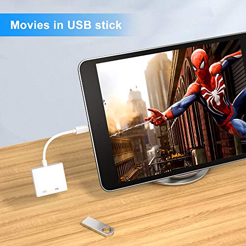 Adaptador USB 2 en 1, Puerto PD y USB OTG Adaptador hembra, Compatible para Phone/Pad, Admite conectar cámara, lector de tarjetas, unidad flash USB, mouse, teclado, concentradores, MIDI (blanco)