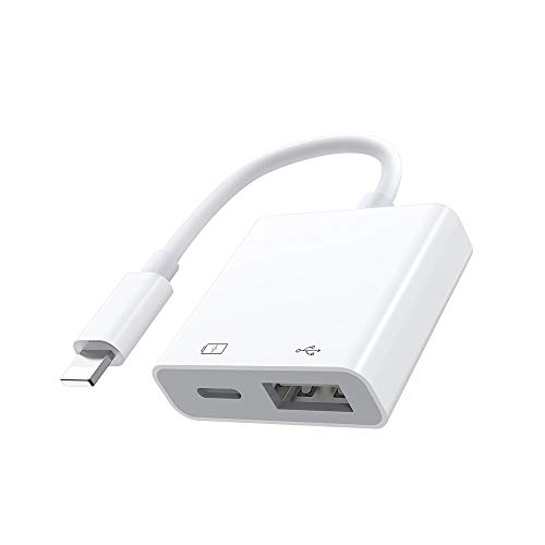 Adaptador USB 2 en 1, Puerto PD y USB OTG Adaptador hembra, Compatible para Phone/Pad, Admite conectar cámara, lector de tarjetas, unidad flash USB, mouse, teclado, concentradores, MIDI (blanco)