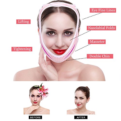 Adelgazante Facial Vendajes de Cara mascarilla para Adelgazar Papada Reductor y Antiarrugas cuidado facial piel compacto V-line (M)