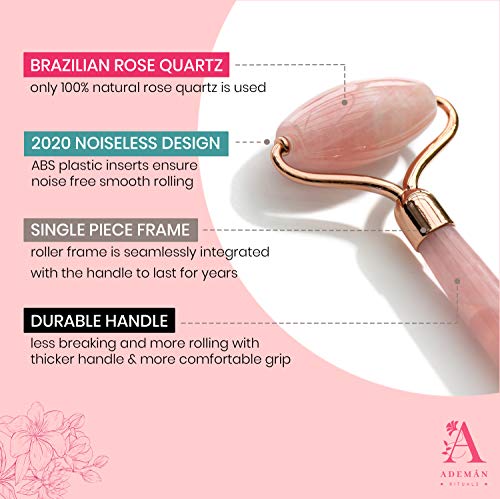 ADEMÁN Rituals - Rodillo facial de cristal natural de jade y herramienta de belleza para el cuidado de la piel, antiarrugas, antienvejecimiento, con bolsa de almacenamiento y rastreador de hábitos