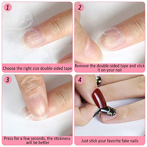 Adhesivo de pegamento para uñas 30 Hojas La Etiqueta de Uñas Transparente de Doble Cara Adecuada para el Hogar o la Tienda de Uñas, las Uñas Postizas Autoadhesivas es Simple y Fácil de Usar