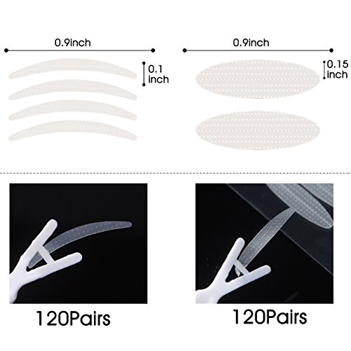 Adhesivos invisibles para párpados Lameila; de fibra transparente e impermeables, pequeños y anchos (240 pares)