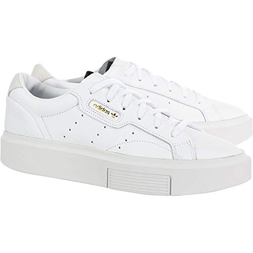 adidas Originals Sleek Super Tenis para Mujer, Blanco (Blanco/Blanco Vidrio/Negro), 34.5 EU