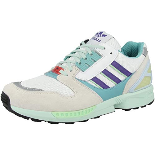 adidas Originals ZX 8000, Footwear White-Purple-Light Aqua, 9