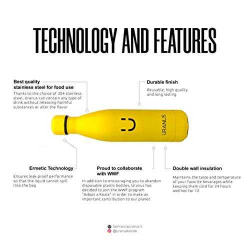 ADOPTA un Koala - Cantimplora Termal de Acero Inoxidable 750ml - Oficina, Deporte, Uso Diario - Mantiene Agua y Bebidas Frías y Calientes - Botella Ecológica - 100% Segura (Neon Yellow)
