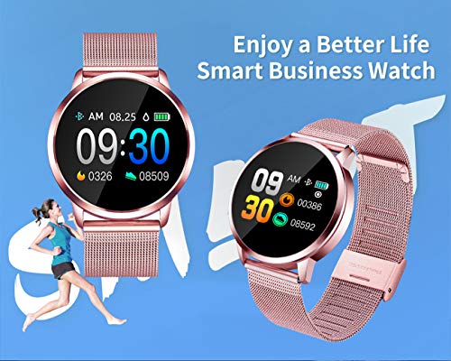 Adsvtech Smartwatch, Impermeable Reloj Inteligente Mujer Hombre, Pulsera Actividad Inteligente Reloj Deportivo Reloj Fitness con Monitor de sueño Pulsómetro Cronómetros para iOS Android (Rosado)