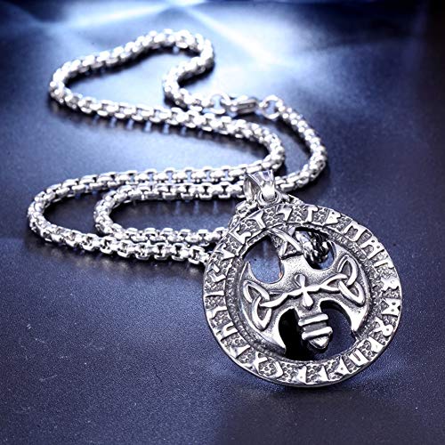 Aerfeisi Hombres colgante cruz-HIPHOP de la calle de las mujeres retro Axe joyería collar Neutro Confort - Bandas Ideal for gimnasio, trabajo, caza, deportes y viajes ( Color : Silver , Size : 600mm )