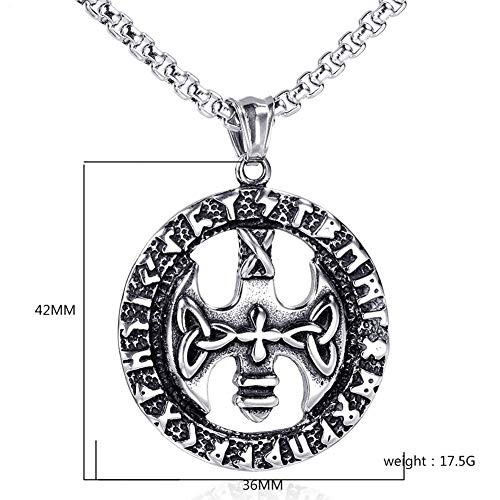 Aerfeisi Hombres colgante cruz-HIPHOP de la calle de las mujeres retro Axe joyería collar Neutro Confort - Bandas Ideal for gimnasio, trabajo, caza, deportes y viajes ( Color : Silver , Size : 600mm )