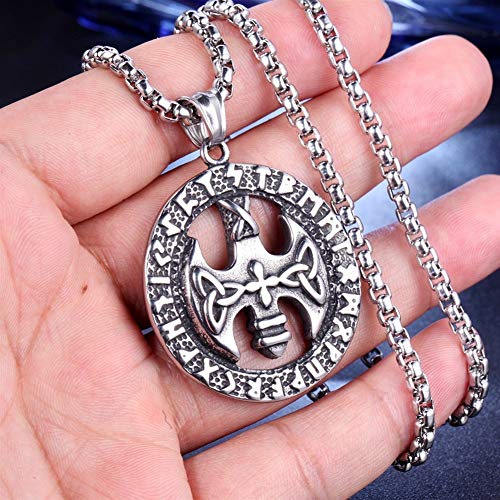 Aerfeisi Hombres colgante cruz-HIPHOP de la calle de las mujeres retro Axe joyería collar Neutro Confort - Bandas Ideal for gimnasio, trabajo, caza, deportes y viajes ( Color : Silver , Size : 600mm )