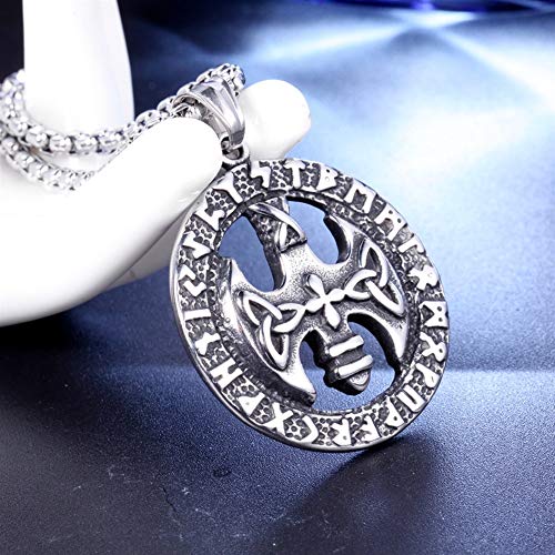 Aerfeisi Hombres colgante cruz-HIPHOP de la calle de las mujeres retro Axe joyería collar Neutro Confort - Bandas Ideal for gimnasio, trabajo, caza, deportes y viajes ( Color : Silver , Size : 600mm )