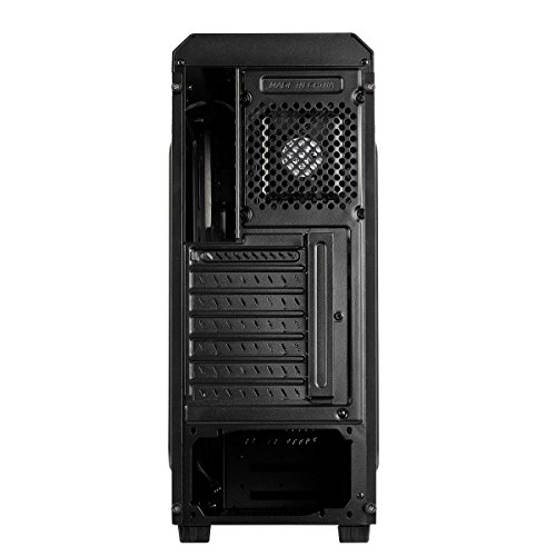 Aerocool AERO300 - Caja gaming para PC (semitorre, ATX, 7 ranuras de expansión, tarjetas gráficas alta gama, incluye ventilador trasero 12cm, 2 x USB 2.0, 1 x USB 3.0, audio HD), color negro