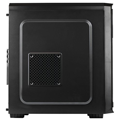 Aerocool AERO300 - Caja gaming para PC (semitorre, ATX, 7 ranuras de expansión, tarjetas gráficas alta gama, incluye ventilador trasero 12cm, 2 x USB 2.0, 1 x USB 3.0, audio HD), color negro