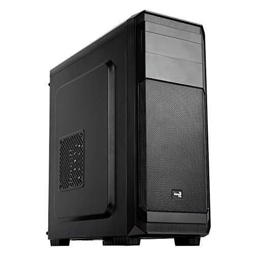 Aerocool AERO300 - Caja gaming para PC (semitorre, ATX, 7 ranuras de expansión, tarjetas gráficas alta gama, incluye ventilador trasero 12cm, 2 x USB 2.0, 1 x USB 3.0, audio HD), color negro