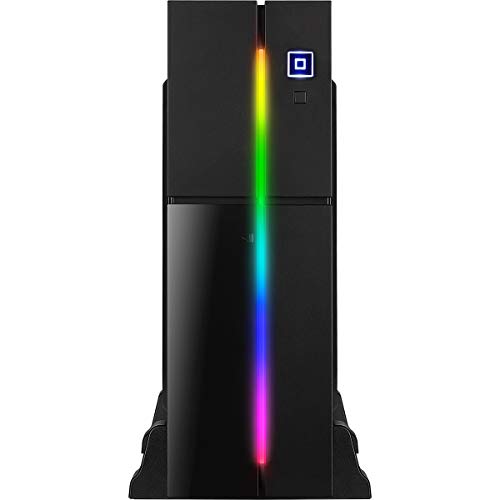 Aerocool Playa - Caja de PC Micro ATX (slim, RGB 13 modos, horizontal o vertical, USB 3.0, ventilador superior 8 cm) color negro
