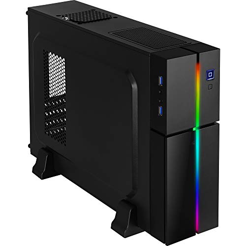 Aerocool Playa - Caja de PC Micro ATX (slim, RGB 13 modos, horizontal o vertical, USB 3.0, ventilador superior 8 cm) color negro