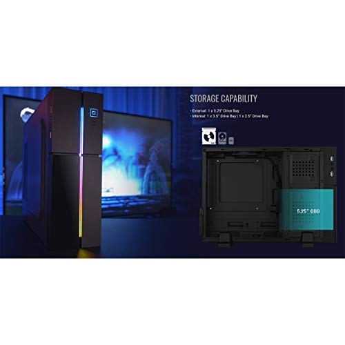 Aerocool Playa - Caja de PC Micro ATX (slim, RGB 13 modos, horizontal o vertical, USB 3.0, ventilador superior 8 cm) color negro