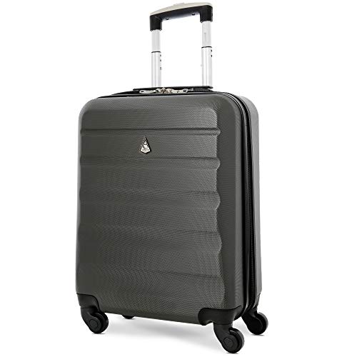Aerolite 55x40x20 Tamaño Máximo Ryanair 40L Trolley Maleta Equipaje de Mano Cabina rígida Ligera con 4 Ruedas, Carbón