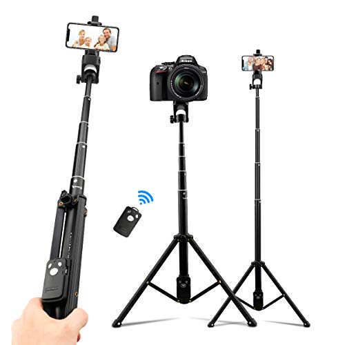 AFAITH Selfie Stick Trípode, 54 Pulgadas Monopod de cámara para teléfono inalámbrico Extensible con Control Remoto Bluetooth para GoPro Hero 9/Hero 8/7/6 Black iPhone 11 8 7Plus Samsung Huawei