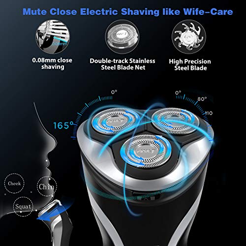 Afeitadora Eléctrica para Hombres por MAX-T Series 3D ProSkin Maquinilla de Afeitar Eléctrica Recargable en Seco y Húmedo, Lavable, Protección para la piel, Inalámbrica, Negra